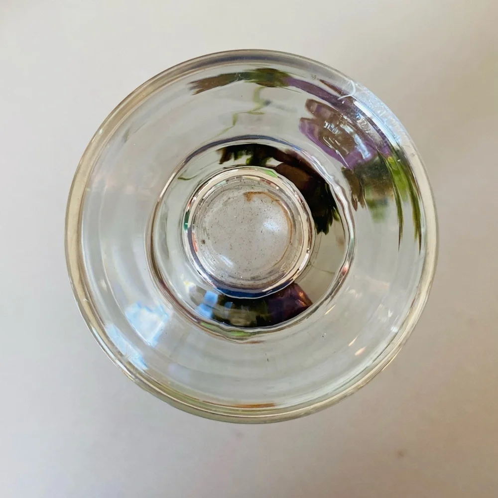 Vintage hand painted apples and grapes glass vase.